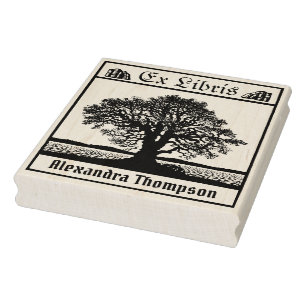 Vintage bart träd på vintern Ex Libris Boknamn Stämpel
