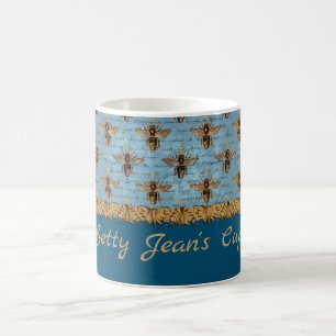 Vintage Bas på blåmask med handskrift Kaffemugg