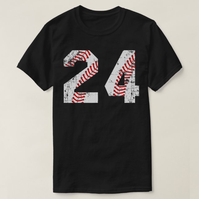Vintage Baseball 24 Jersey-nummer T Shirt (Design framsida)