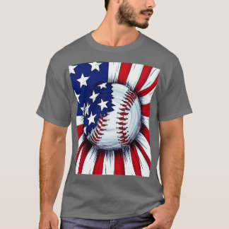 Vintage Baseball 4 juli Manar USA Amerikanska Flag T Shirt