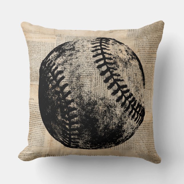 Vintage Baseball Art Illustration Newspaper om Sti Kudde (Framsida)