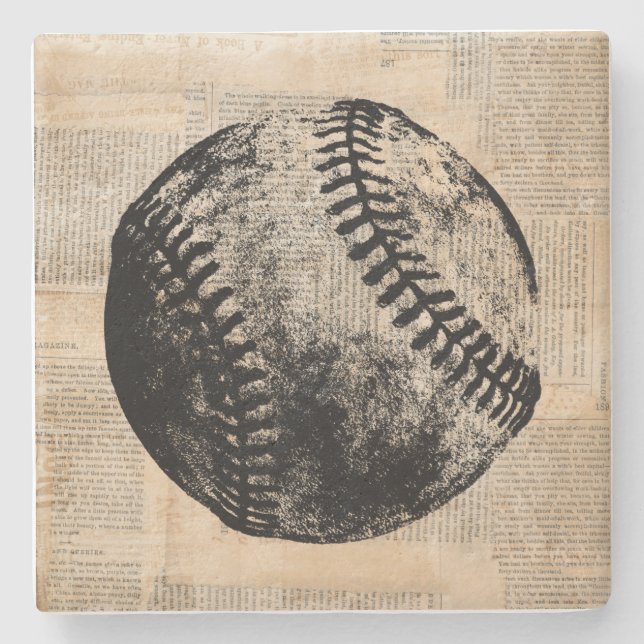 Vintage Baseball Art Illustration Newspaper om Sti Stenunderlägg (Framsidan)