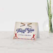 Vintage Baseball Baby Shower Tack för ditt kort