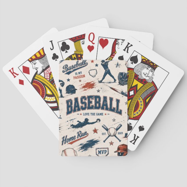 Vintage Baseball Ballpark Game Day Pattern Casinokort (Baksidan)