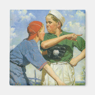 Vintage Baseball, Barn, Boys spelar idrott Magnet
