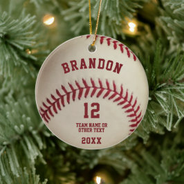 Vintage Baseball Boll Stitching Photo Personlig Julgransprydnad Keramik