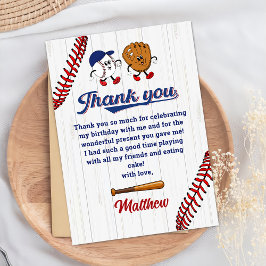 Vintage Baseball Boy Birthday Tack för ditt kort