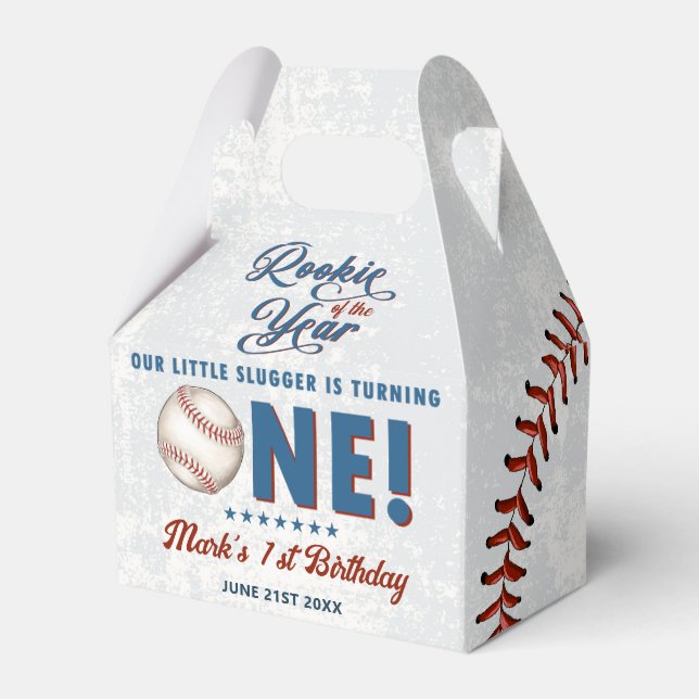 Vintage Baseball Boys 1:a födelsedagspartiets favo Presentaskar (Framsidan Sidan)