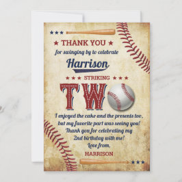 Vintage Baseball Boys 2:a födelsedagen Tack Kort