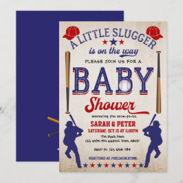 Vintage Baseball,Couple, Pojke Shower Inbjudningar