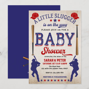 Vintage Baseball,Couple, Pojke Shower Inbjudningar