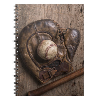 Vintage Baseball Equipment Anteckningsbok Med Spiral
