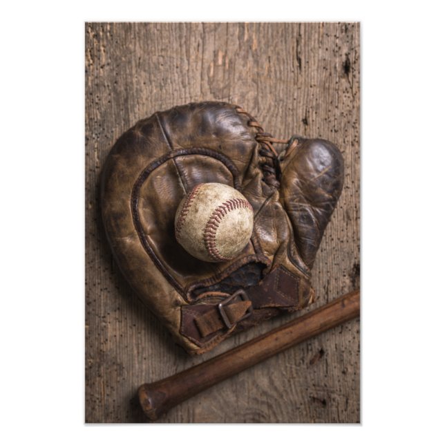 Vintage Baseball Equipment Fototryck (Framsidan)