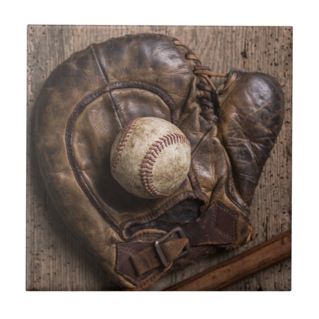 Vintage Baseball Equipment Kakelplatta (Framsidan)