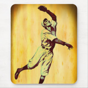 Vintage Baseball Fielder Mouse Pad Musmatta
