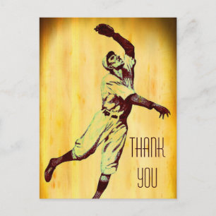 Vintage Baseball Fielder Tack vykort