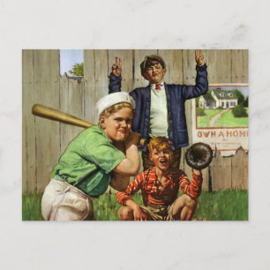 Vintage Baseball Game, Children Boys Sports Player Vykort