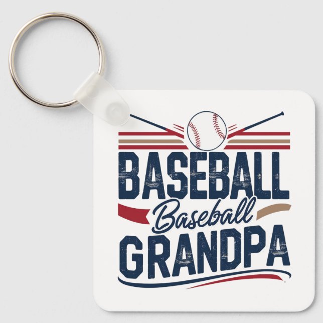 Vintage Baseball Grandpa Nyckelring (Framsida)