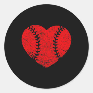 Vintage Baseball Heart Valentindagen Boys Girls Runt Klistermärke