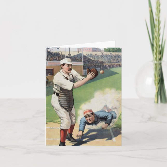 Vintage Baseball Illustration Kort (Framsida)