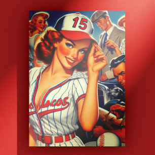 Vintage Baseball Illustration Vykort