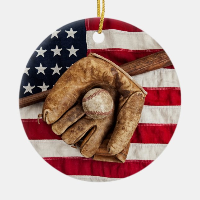 Vintage Baseball Julgransprydnad Keramik (Framsidan)