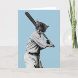 vintage baseball lustig katt helgkort