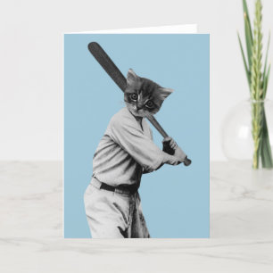 vintage baseball lustig katt helgkort