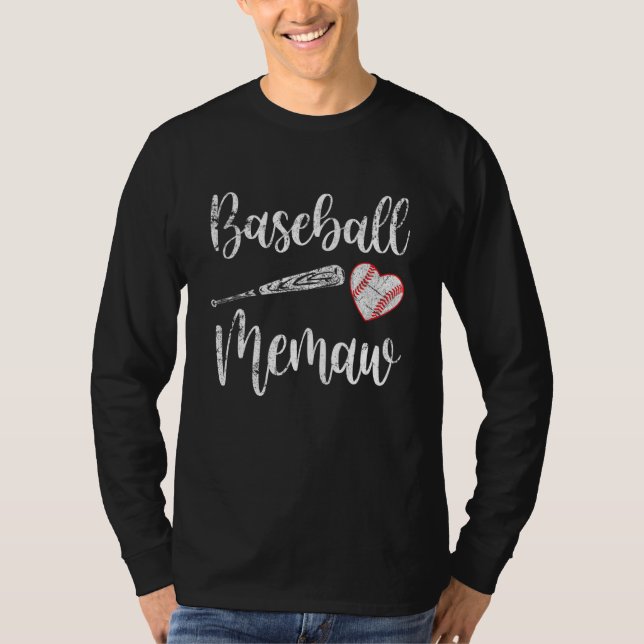 Vintage Baseball Memaw Funny Baseball Gifts T Shirt (Framsida)