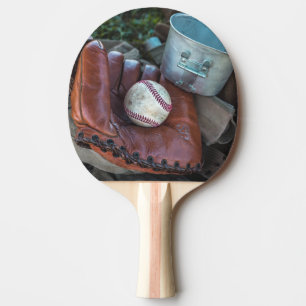 Vintage Baseball Mit och Boll Baseball Glove Amer Pingisracket
