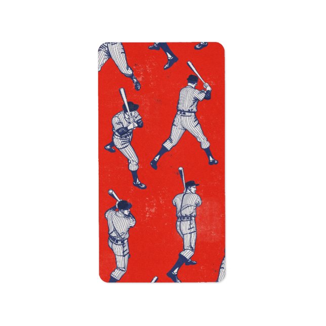 Vintage Baseball-mönster Adressetikett (Framsidan)