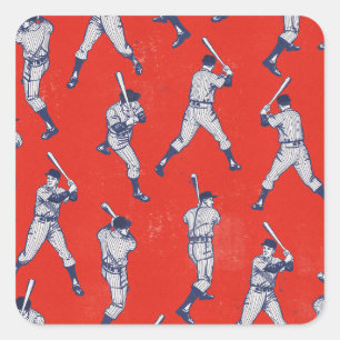 Vintage Baseball-mönster Fyrkantigt Klistermärke
