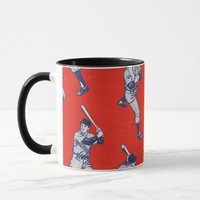 Vintage Baseball-mönster Mugg (Vänster)