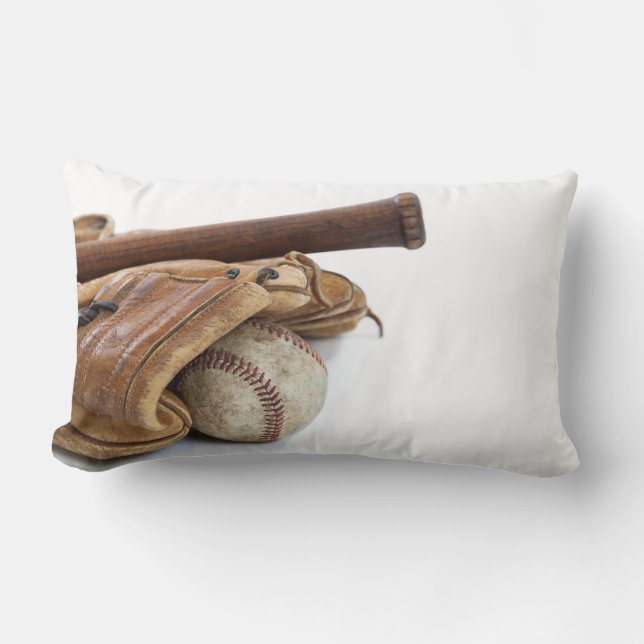 Vintage Baseball och Fladdermus Lumbarkudde (Framsida)