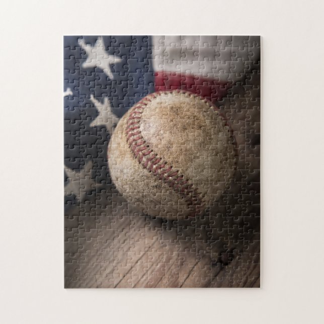 Vintage Baseball och Flagga Pussel (Vertikal)