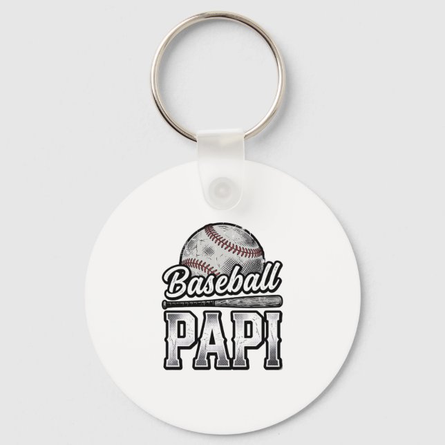 Vintage Baseball Papi Nedsliten Pappa Tröja Design Nyckelring (Framsida)