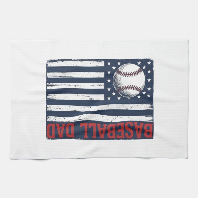 Vintage Baseball Pappa Flagga Tröja Design_1 Kökshandduk (Horisontell)