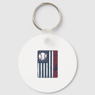 Vintage Baseball Pappa Flagga Tröja Design_1 Nyckelring