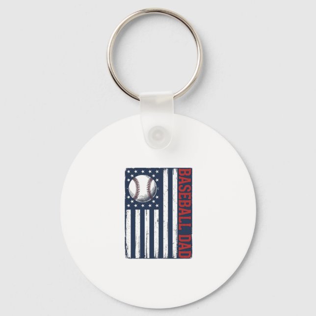 Vintage Baseball Pappa Flagga Tröja Design_1 Nyckelring (Framsida)