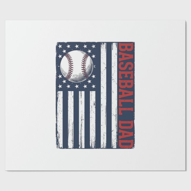 Vintage Baseball Pappa Flagga Tröja Design_1 Presentpapper (Platt)