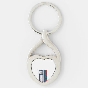 Vintage Baseball Pappa Flagga Tröja Design_1 Twisted Heart Silverfärgad Nyckelring