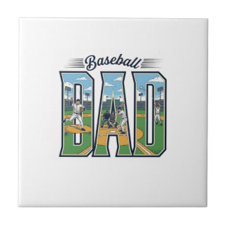 Vintage Baseball Pappa Gravad Bokstav Skjorta Desi Kakelplatta