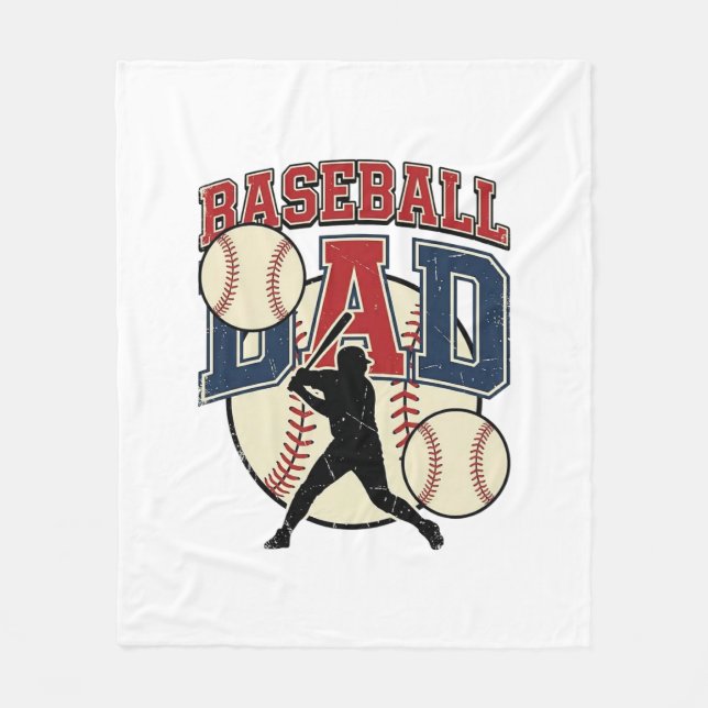 Vintage Baseball Pappa Tröja Design_1 Fleecefilt (Framsidan)