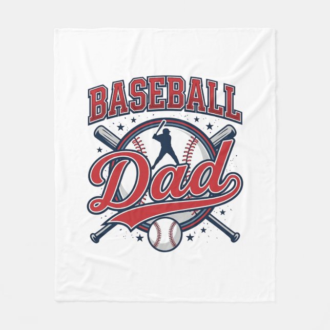Vintage Baseball Pappa Tröja Design_1 Fleecefilt (Framsidan)