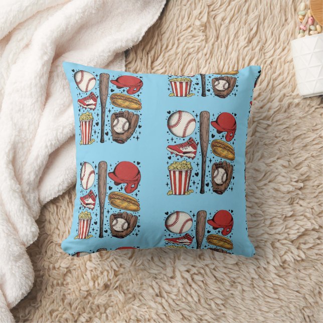 Vintage Baseball Pattern Kudde (Filt)