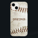 Vintage Baseball Personlig<br><div class="desc">Ett foto av en begagnad vintage baseboll ger bakgrunden till personligen iphone case. Lägg till ditt namn i ett dåligt grunge sans serif-teckensnitt i en skugga av rödbrun som matchar sömnen. Perfekt för baseboll eller sportfantast på presentlistan.</div>