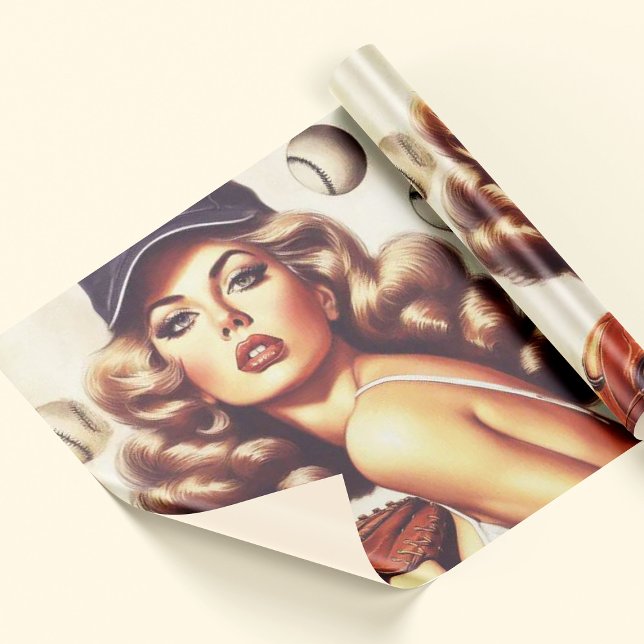 Vintage Baseball Pin-Up Presentpapper (Skapare uppladdad)