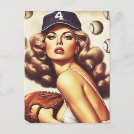 Vintage Baseball Pin-Up Vykort