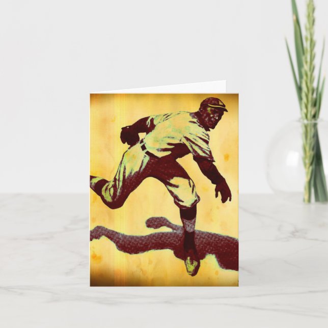 Vintage Baseball Pitcher-anteckningskort Helgkort (Framsida)