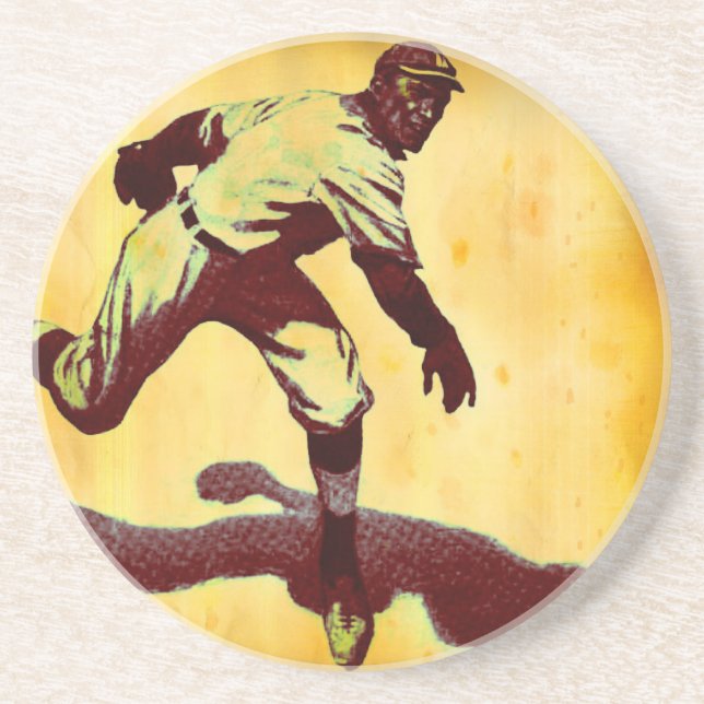 Vintage Baseball Pitcher Sandstone Underlägg (Framsidan)